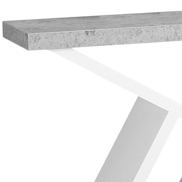 HomeRoots 36" Gray and White Abstract Console Table - Modern Design with Smart Storage and Stylish Shelves 332790
