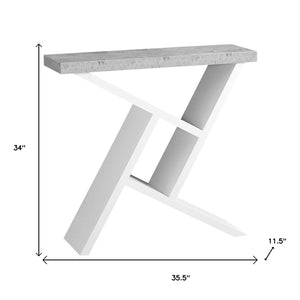 HomeRoots 36" Gray and White Abstract Console Table - Modern Design with Smart Storage and Stylish Shelves 332790