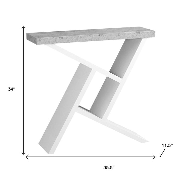 HomeRoots 36" Gray and White Abstract Console Table - Modern Design with Smart Storage and Stylish Shelves 332790