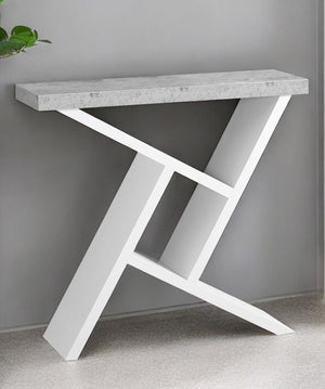 Homeroots 36" Gray And White Abstract Console Table With Shelves   332790