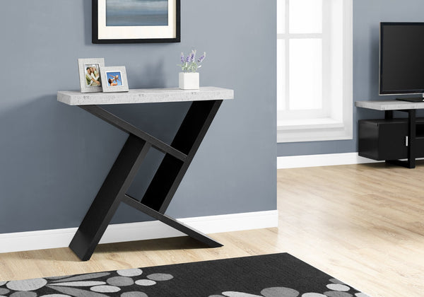 HomeRoots 36" Gray and Black Abstract Console Table – Sleek Design with Open Shelves for Stylish Storage Solutions 332791