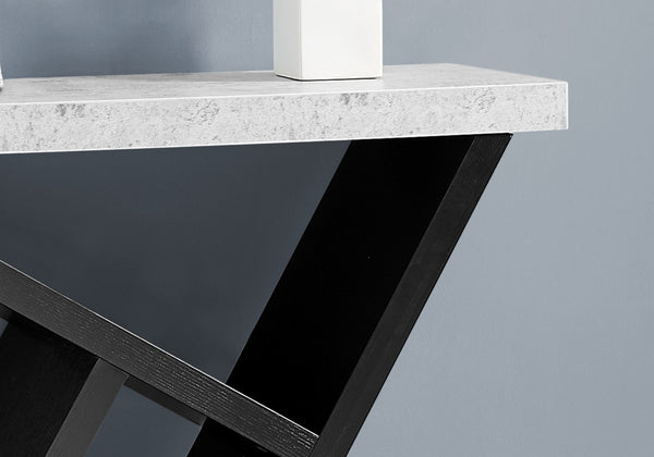 HomeRoots 36" Gray and Black Abstract Console Table – Sleek Design with Open Shelves for Stylish Storage Solutions 332791