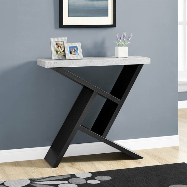 Homeroots 36" Gray And Black Abstract Console Table With Shelves   332791