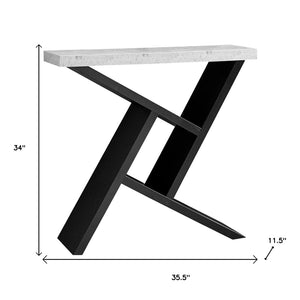 HomeRoots 36" Gray and Black Abstract Console Table – Sleek Design with Open Shelves for Stylish Storage Solutions 332791
