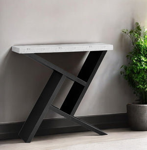 Homeroots 36" Gray And Black Abstract Console Table With Shelves   332791