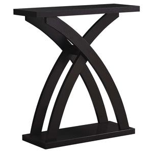 Homeroots 31" Espresso Cross Leg Console Table With Shelves   332792