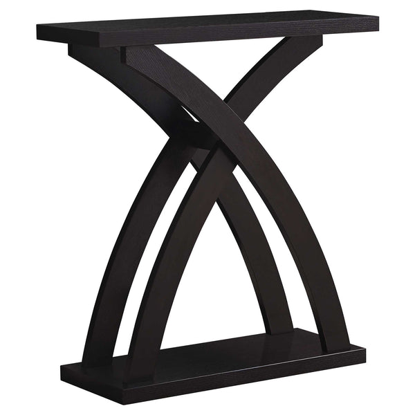 Homeroots 31" Espresso Cross Leg Console Table With Shelves   332792