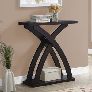 Homeroots 31" Espresso Cross Leg Console Table With Shelves   332792