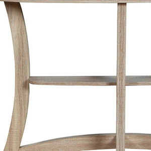 HomeRoots 47" Taupe Half Moon Console Table - Stylish 3-Leg Design with Open Shelf for Elegant Spaces 332795