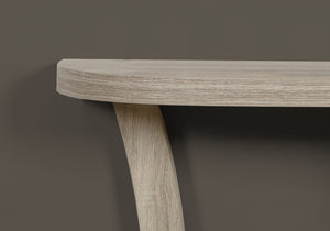 HomeRoots 47" Taupe Half Moon Console Table - Stylish 3-Leg Design with Open Shelf for Elegant Spaces 332795
