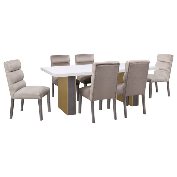 English Elm Highmore Stone Velvet Upholstered Dining Side Chair with Tufted Foam Back and Cool Gray Legs - Set of 2 Beige B062P299895