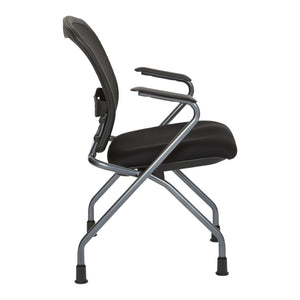 OSP Home Furnishings Deluxe Pro-line Ii Folding Nesting Armchair with Mesh Back and Lumbar Support Coal 84440-30