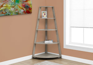 Homeroots 60" Taupe Wood Four Tier Corner Bookcase   332800