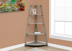 HomeRoots 60" Taupe Wood Four-Tier Corner Bookcase – Stylish Space-Saving Storage for Modern Homes & Offices 332800