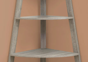 HomeRoots 60" Taupe Wood Four-Tier Corner Bookcase – Stylish Space-Saving Storage for Modern Homes & Offices 332800