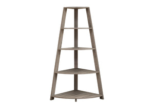 HomeRoots 60" Taupe Wood Four-Tier Corner Bookcase – Stylish Space-Saving Storage for Modern Homes & Offices 332800
