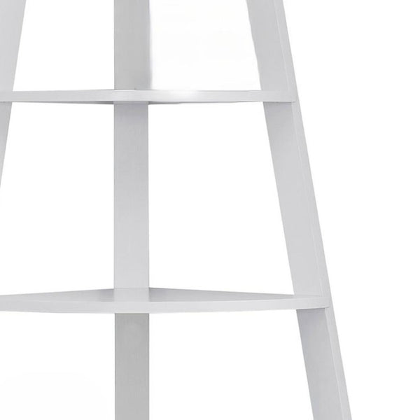 HomeRoots White Wood Corner Bookcase - Stylish Four-Tier Storage Solution for Modern Spaces and Décor 332801