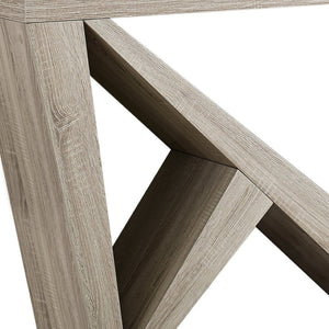 HomeRoots 47" Taupe Abstract Console Table – Stylish Entryway Furniture with Sculptural Base & Easy Care Design 332807