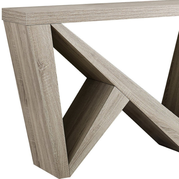 HomeRoots 47" Taupe Abstract Console Table – Stylish Entryway Furniture with Sculptural Base & Easy Care Design 332807