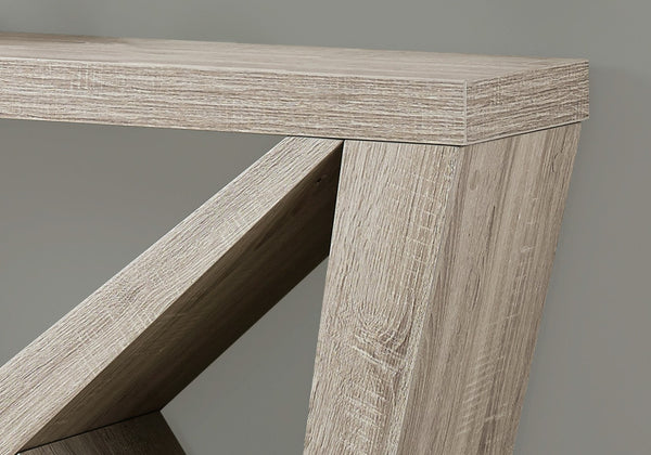 HomeRoots 47" Taupe Abstract Console Table – Stylish Entryway Furniture with Sculptural Base & Easy Care Design 332807