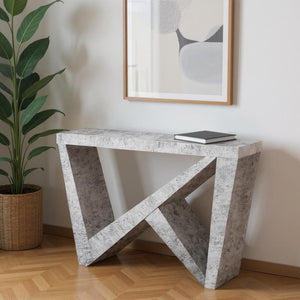 HomeRoots 47" Gray Abstract Console Table - Modern Design for Entryways, Living Rooms, or Home Offices, Versatile! 332808