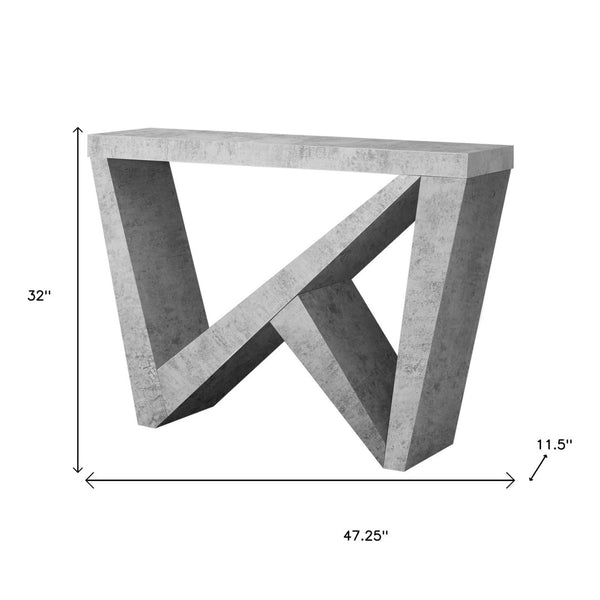 HomeRoots 47" Gray Abstract Console Table - Modern Design for Entryways, Living Rooms, or Home Offices, Versatile! 332808