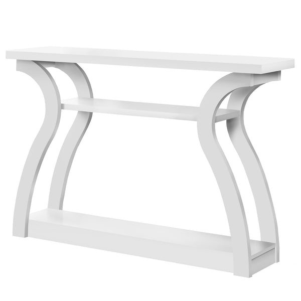 Homeroots 47" White Floor Shelf Console Table With Shelves   332809