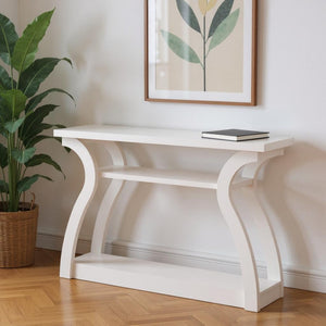 HomeRoots 47" White Console Table - Versatile Storage Solution for Entryways, Living Rooms, and Home Offices 332809