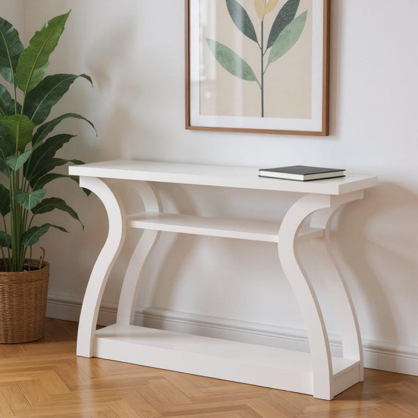 HomeRoots 47" White Console Table - Versatile Storage Solution for Entryways, Living Rooms, and Home Offices 332809