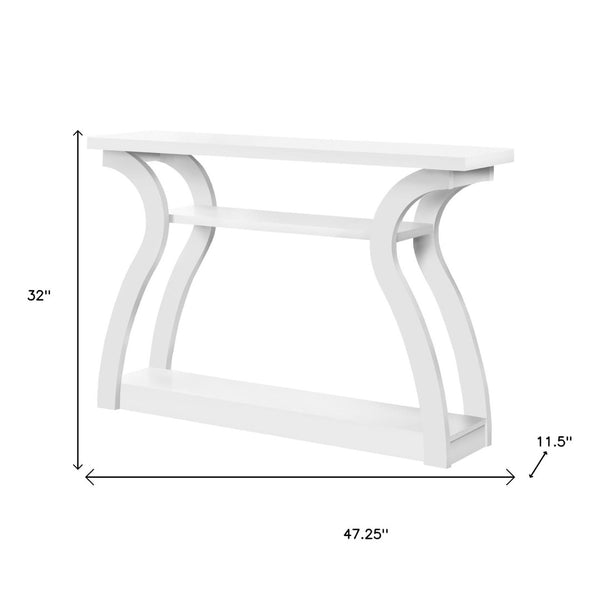 HomeRoots 47" White Console Table - Versatile Storage Solution for Entryways, Living Rooms, and Home Offices 332809