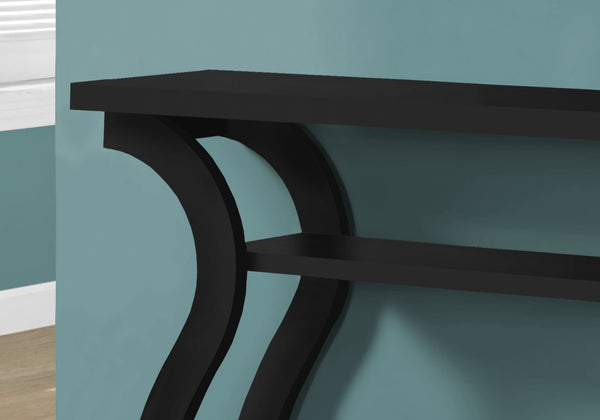 HomeRoots 47" Sleek Black Console Table with Dual Shelves for Stylish Storage in Entryways and Living Rooms 332810