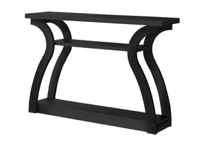 HomeRoots 47" Sleek Black Console Table with Dual Shelves for Stylish Storage in Entryways and Living Rooms 332810