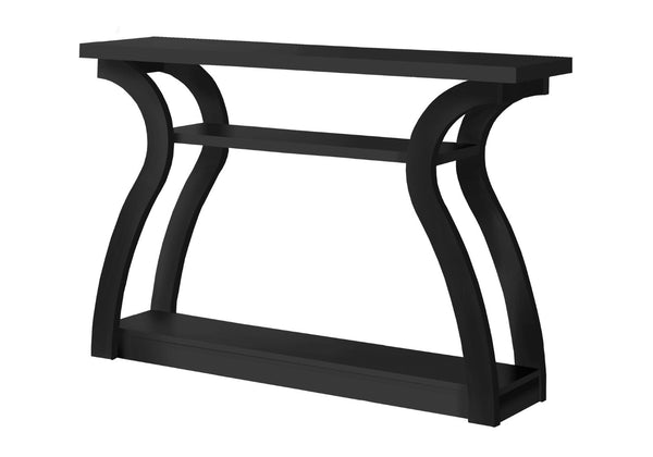 HomeRoots 47" Sleek Black Console Table with Dual Shelves for Stylish Storage in Entryways and Living Rooms 332810