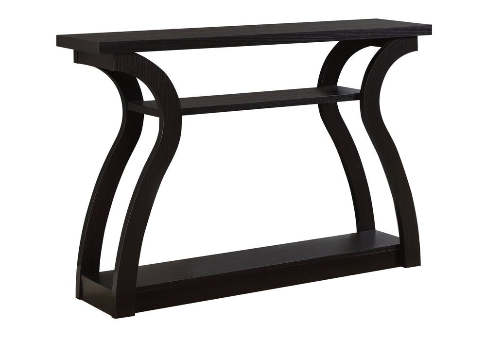 Homeroots 47" Espresso Floor Shelf Console Table With Storage   332813