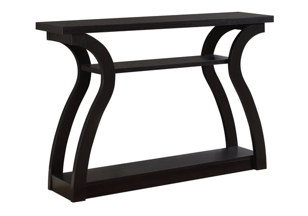 Homeroots 47" Espresso Floor Shelf Console Table With Storage   332813