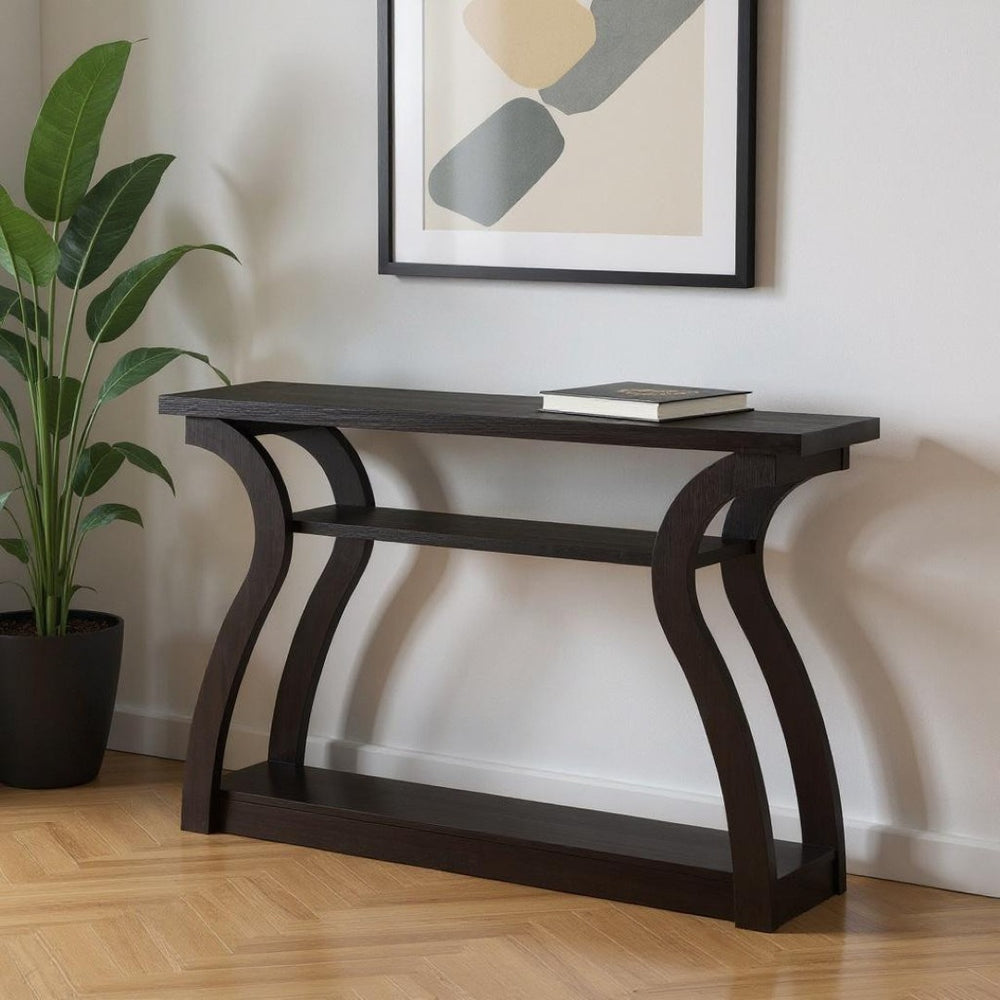 HomeRoots 47" Espresso Console Table with Storage Shelf - Stylish, Durable, Versatile for Any Space 332813