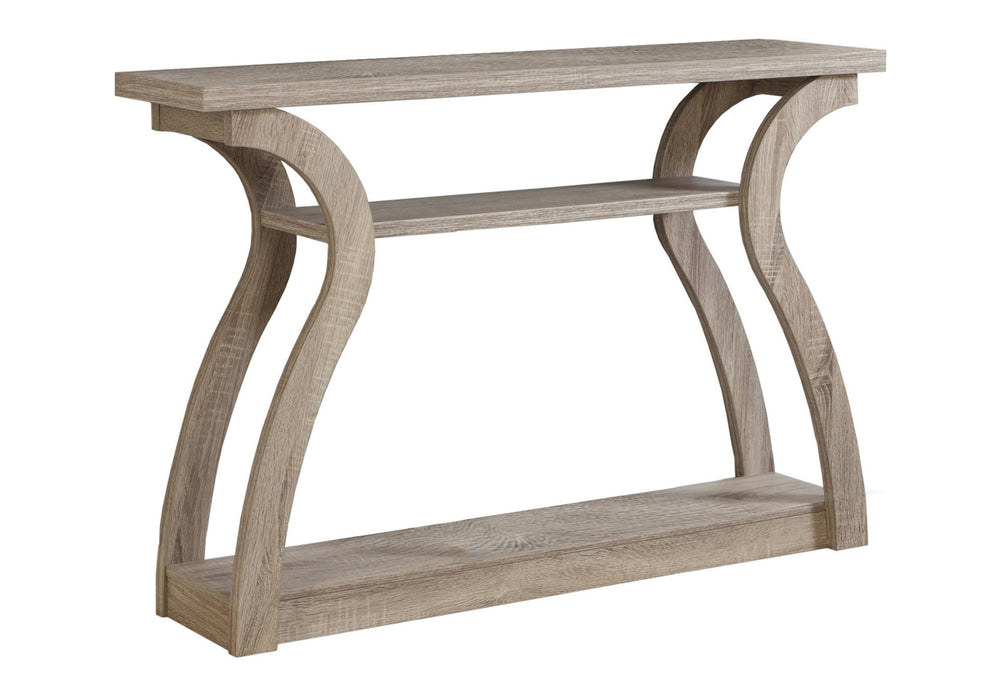 Homeroots 47" Taupe Floor Shelf Console Table With Storage   332814