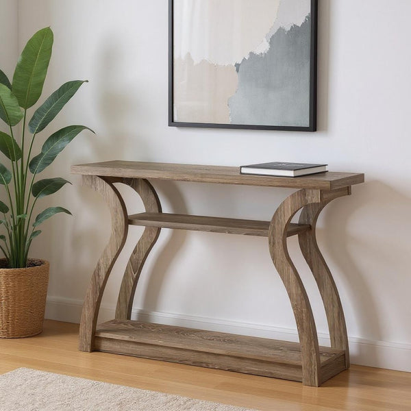 HomeRoots 47" Taupe Console Table with Storage - Modern Design for Entryway, Living Room, or Behind Sofa 332814
