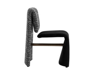 Sunpan DUNNINGTON Dining Chair - Modern Elegance with Textured Upholstery and Sleek Metal Support Design Black 112874