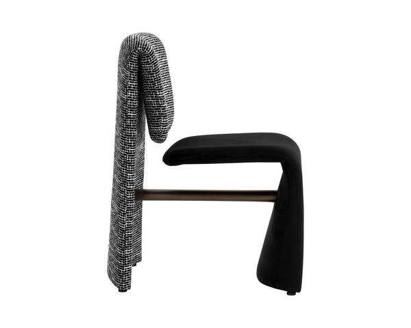 Sunpan DUNNINGTON Dining Chair - Modern Elegance with Textured Upholstery and Sleek Metal Support Design Black 112874