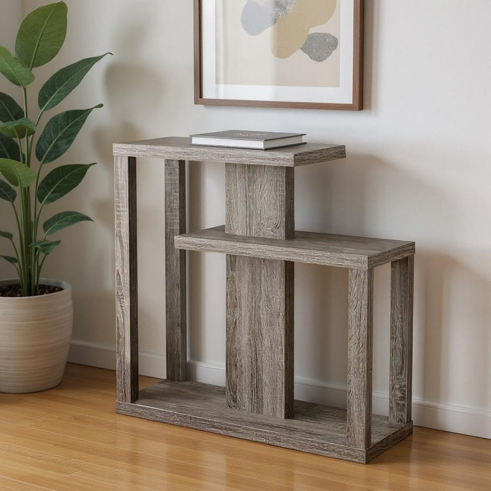 HomeRoots 32" Taupe Free-Form Console Table with Sculptural Base - Stylish Storage for Modern Living Spaces 332833