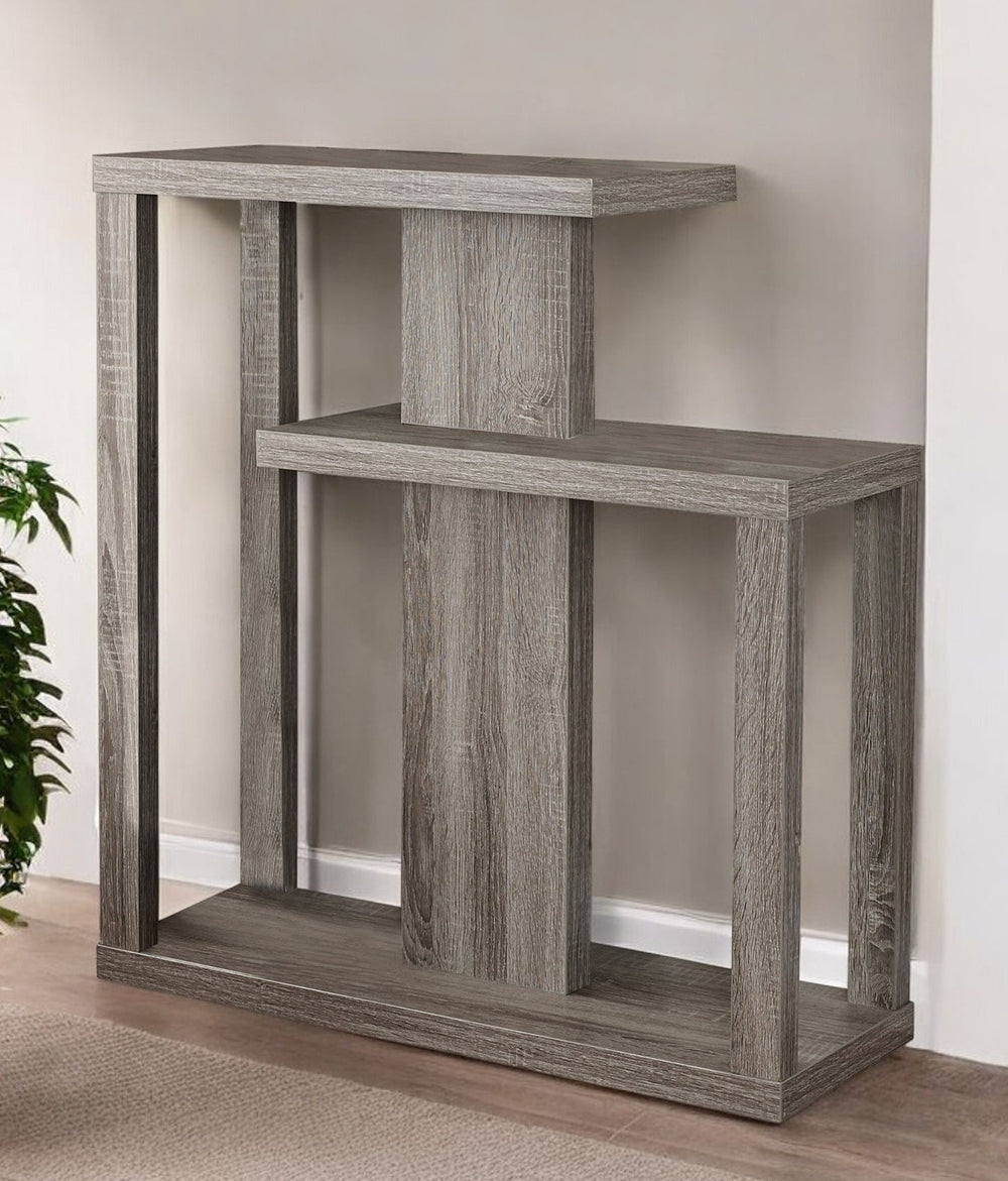 Homeroots 32" Taupe Free Form Floor Shelf Console Table With Storage   332833