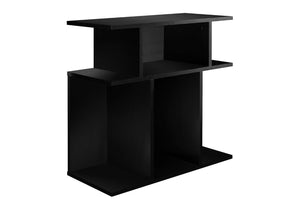 HomeRoots 24" Black Wood End Table with 6 Open Shelves - Modern Versatile Design for Small Spaces and Storage 332834
