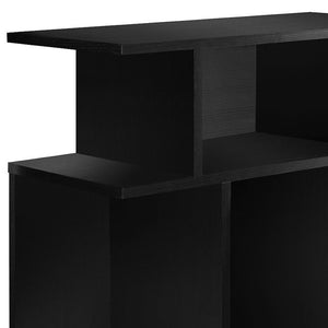 HomeRoots 24" Black Wood End Table with 6 Open Shelves - Modern Versatile Design for Small Spaces and Storage 332834