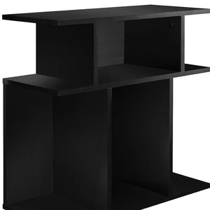 HomeRoots 24" Black Wood End Table with 6 Open Shelves - Modern Versatile Design for Small Spaces and Storage 332834