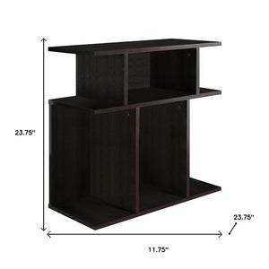 HomeRoots 24" Brown Wood End Table with Six Open Shelves - Stylish, Compact Storage for Any Room Decor 332835