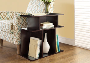 HomeRoots 24" Brown Wood End Table with Six Open Shelves - Stylish, Compact Storage for Any Room Decor 332835