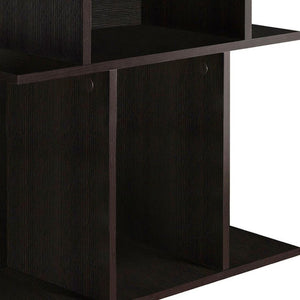 HomeRoots 24" Brown Wood End Table with Six Open Shelves - Stylish, Compact Storage for Any Room Decor 332835