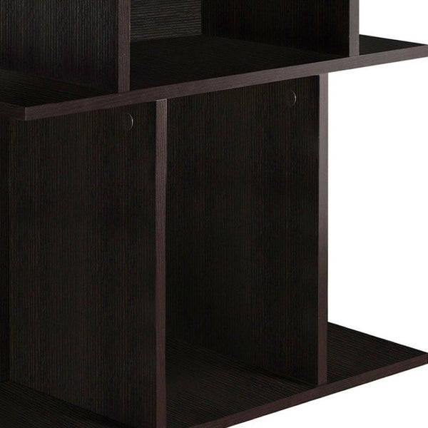 HomeRoots 24" Brown Wood End Table with Six Open Shelves - Stylish, Compact Storage for Any Room Decor 332835