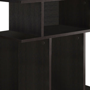 HomeRoots 24" Brown Wood End Table with Six Open Shelves - Stylish, Compact Storage for Any Room Decor 332835